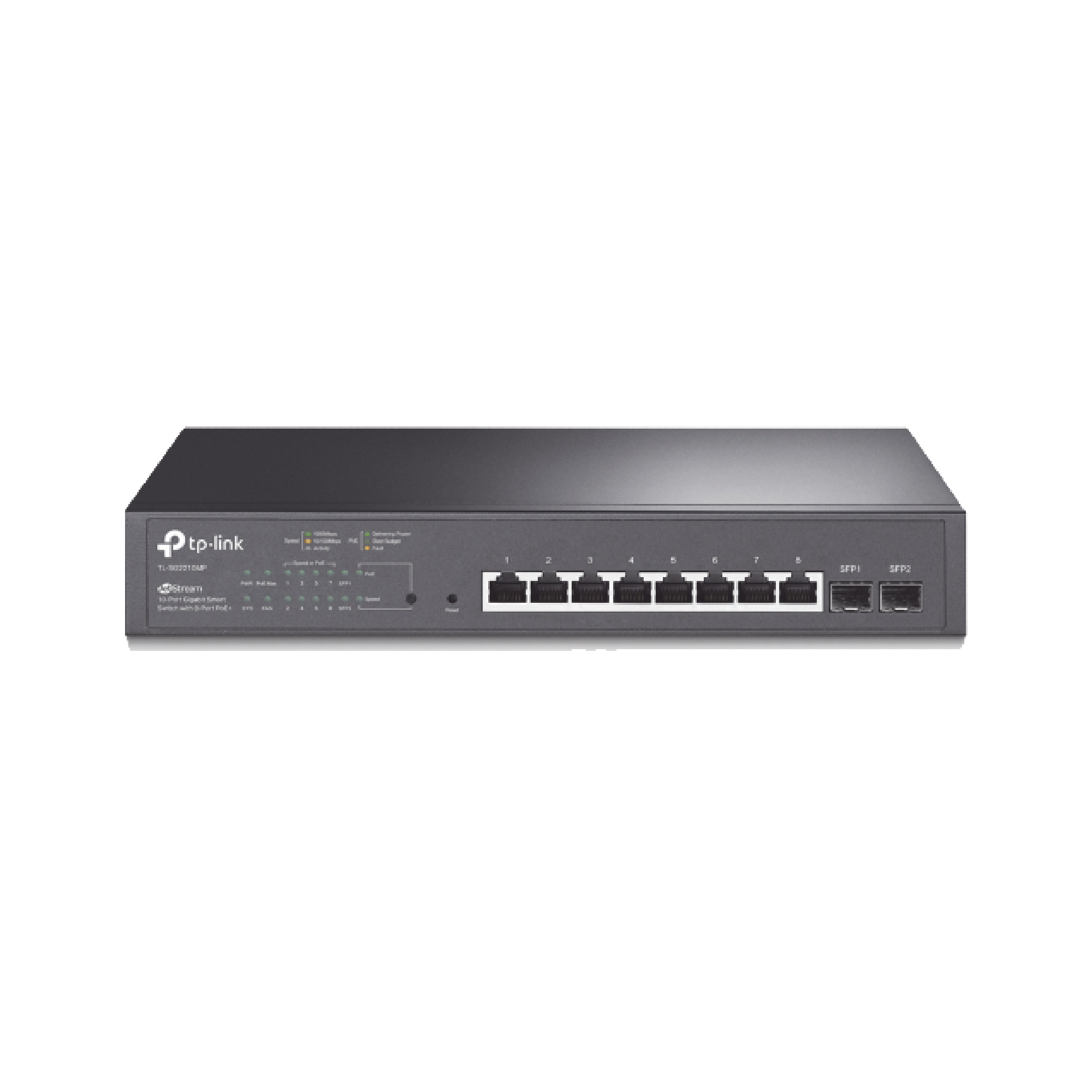 Switch PoE JetStream SDN Administrable 8 puertos 10/100/1000 Mbps + 2 puertos SFP, 8 puertos PoE, 150W, administración centralizada OMADA SDN